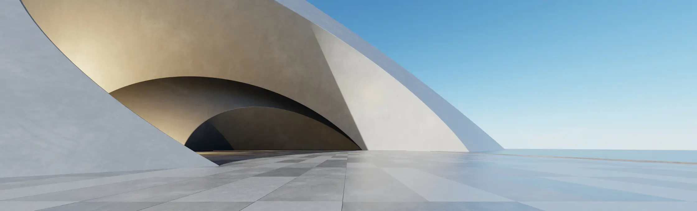 Klare, geschwungene Architektur als Sinnbild für einen ruhigen, klaren Blick - wesentlicher Bestandteil in der Unternehmensentwicklung